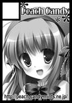  :d black_border blush border bow circle_cut greyscale long_hair looking_at_viewer monochrome open_mouth original smile solo yukie_(peach_candy) 
