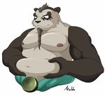  beard belly biceps chubby clothed clothing facial_hair half-dressed maldu male mammal moobs muscles overweight panda pandaren solo topless video_games warcraft world_of_warcraft 