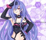  :d arm_up armpits bracelet breasts choker cleavage dominatrix earrings ears elbow_gloves gloves hair_over_one_eye highres iris_heart jewelry kami_jigen_game_neptune_v long_hair medium_breasts midriff navel neptune_(series) open_mouth purple_hair red_eyes sigemi smile smirk solo symbol-shaped_pupils upper_body very_long_hair 
