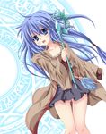  alstakayuki belt blue_eyes blue_hair coat duel_monster eria highres long_hair skirt staff takayuuki wand yu-gi-oh! yuu-gi-ou_duel_monsters 
