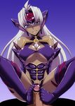  bare_shoulders blue_eyes breasts censored cyborg dark_skin elbow_gloves footjob gloves large_breasts legs long_hair looking_at_viewer open_mouth penis purple_legwear silver_hair solo_focus sweat t-elos thighhighs underboob xenosaga xenosaga_episode_iii zerosu_(take_out) 