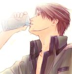  brown_hair conrad_weller cup drinking drinking_glass dripping kyou_kara_maou! male_focus solo sweat 