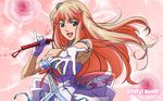  artist_request blonde_hair blue_eyes breasts character_name dress flower gloves highres long_hair macross macross_frontier microphone open_mouth sheryl_nome smile 