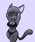 2025 anonymous_artist anthro bedroom_eyes big_breasts big_ears big_eyes bikini biped breasts cheek_tuft clothed clothed_anthro clothed_female clothing collar collar_tag collarbone curvy_anthro curvy_female curvy_figure delia_(ajmarekart) digital_drawing_(artwork) digital_media_(artwork) domestic_cat eyelashes facial_tuft fangs felid feline felis female fur fur_tuft glistening glistening_arms glistening_breasts glistening_eyes greyscale half-closed_eyes hands_behind_head head_tuft iris looking_at_viewer mammal mature_anthro mature_female monochrome monotone_background mouth_closed murphy_and_mitzi narrowed_eyes navel no_pupils pinup pointy_ears portrait pose prick_ears purple_and_black purple_background seductive simple_background sketch skimpy skimpy_bikini skimpy_swimwear smile smiling_at_viewer smirk smirking_at_viewer solo standing swimwear tail teeth thick_thighs three-quarter_portrait three-quarter_view tuft two-piece_swimsuit