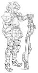  armor greyscale katana masn_(moxi) miniskirt monochrome original sketch skirt solo sword thighhighs weapon zettai_ryouiki 