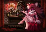 anthro bat bathrobe big_breasts breasts candlestick clothing female hi_res mammal mel_the_bat open_mouth open_smile robe sharp_teeth smile smiling_at_viewer steve_jones teeth vampire