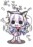  :&gt; animal_ears blush cat_ears chibi fake_animal_ears futase_hijiri komeiji_satori open_mouth pink_hair short_hair solid_circle_eyes solo third_eye touhou waving_arms 