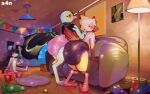 abdl absurd_res andromorph anthro aroused aroused_by_another aroused_face aroused_smile avian beak bird blush bodily_fluids breasts butt canid canine canis clothed clothing cuckold detailed_background diaper digital_media_(artwork) dildo embarrased_horny embarrassed english_text exhibitionism falcon falconid fan_character feathers fur genital_fluids group hair hi_res humiliation humiliation_fetish intersex looking_at_viewer male male/male mammal narrowed_eyes neotropical_parrot nude open_mouth parrot party presenting presenting_hindquarters public red_cup river_(s4n) s4n sex_toy showing_butt smile soiled_diaper submissive sweat sweatdrop sweaty_butt tail text trio true_parrot unclean_diaper urine used_diaper wearing_diaper wet_diaper wings wolf