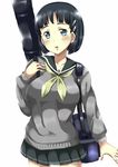  :o bad_id bad_pixiv_id bag black_hair hair_ornament hairclip kirigaya_suguha rika_(kakera) school_bag school_uniform serafuku skirt solo sword_art_online weapon_bag 