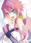  blue_eyes disgaea kumazm long_hair makai_senki_disgaea_4 pink_hair smile vulcanus_(disgaea_4) wings 