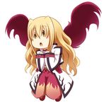  azumaya_hironaru blonde_hair blush_stickers chibi long_hair long_sleeves lowres lyrical_nanoha magical_girl mahou_shoujo_lyrical_nanoha mahou_shoujo_lyrical_nanoha_a's mahou_shoujo_lyrical_nanoha_a's_portable:_the_gears_of_destiny open_mouth puffy_pants puffy_sleeves solo u-d wavy_hair white_background wings yellow_eyes 