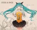 aqua_hair ayakii closed_eyes copyright_name fingerless_gloves floating_hair gloves hatsune_miku headphones long_hair odds_&amp;_ends_(vocaloid) project_diva_(series) project_diva_f robot skirt solo twintails very_long_hair vocaloid 