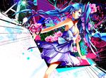  alyssa718 aqua_eyes aqua_hair bare_shoulders dress hatsune_miku long_hair looking_at_viewer sleeveless sleeveless_dress solo twintails very_long_hair vocaloid 