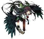  arm_cannon atom black_hair black_wings bow brown_eyes cape hair_bow hirasaka_ine long_hair looking_at_viewer open_mouth reiuji_utsuho short_sleeves solo third_eye touhou weapon wings 