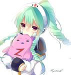  bad_id bad_pixiv_id blue_hair drill_hair galaxy_angel long_hair military military_uniform mishima_kurone normad red_eyes solo stuffed_animal stuffed_toy uniform vanilla_h 