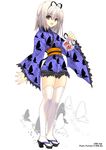  bag bagged_fish bug butterfly copyright_request fish goldfish high_heels insect japanese_clothes kimono kobayashi_chisato shoes short_kimono solo thighhighs 