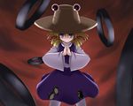  blonde_hair bococho eyes hat moriya's_iron_rings moriya_suwako ribbon short_hair solo touhou 