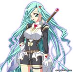  belt breasts gloves heart hearts large_breasts long_hair skirt sword weapon 