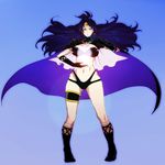  black_hair boots cape egawa_satsuki knee_boots long_hair looking_at_viewer midriff naga_the_serpent navel slayers solo spikes standing stomach thigh_strap very_long_hair 