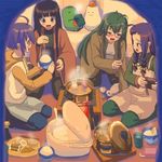  ayase_yue food konoe_konoka lowres mahou_sensei_negima! miyazaki_nodoka motsu_(mahou_sensei_negima!) multiple_girls non-web_source saotome_haruna shichimi_(negima) stove winter_clothes 