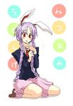  alternate_hairstyle animal_ears braid bunny_ears popoin purple_hair red_eyes reisen_udongein_inaba solo touhou 