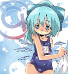  cirno female one-piece_swimsuit ponytail school_swimsuit swimsuit touhou 