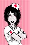  cigarette goth gothic mole nurse red_eyes smoking uniform 