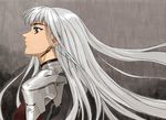  armor copyright_request earrings jewelry long_hair red_eyes silver_hair solo yamamoto_nanashiki 