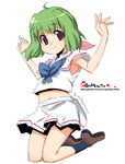  green_hair jumping macross macross_frontier oekaki onija_tarou ranka_lee red_eyes school_uniform skirt solo 