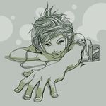  foreshortening greyscale hands headphones lowres monochrome pepper_project solo stanley_lau 