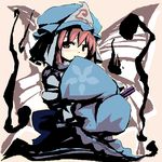  bug butterfly covering_mouth fan folding_fan hat insect looking_at_viewer lowres pink_eyes pink_hair saigyouji_yuyuko short_hair sleeves_past_wrists solo touhou tsubasa_(abchipika) 