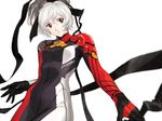  bodysuit copyright_request red_eyes ribbon short_hair silver_hair solo wallpaper yamamoto_nanashiki 