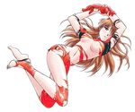  blue_eyes breasts long_hair lying neon_genesis_evangelion non-web_source plugsuit red_hair small_breasts solo souryuu_asuka_langley torn_clothes underboob 