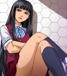  angry ball bangs blunt_bangs bow crossed_arms crossed_legs girl_girl_ball_shoot_girl haruyama_kazunori kneehighs lipstick long_hair makeup panties pantyshot pantyshot_(sitting) purple_eyes school_uniform serafuku sitting skirt soccer_ball socks solo striped tango_(soccer_ball) umezawa_naoki underwear upskirt very_long_hair vest white_panties 