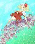  bad_id bad_pixiv_id blonde_hair flandre_scarlet flower mot red_eyes socks solo touhou 