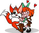  ambiguous_gender anthro bow canine clothed clothing duo elmyra elmyra_duff eyes_closed female fox green_eyes hair hug hug_torture human mammal plain_background red_hair shirt shoes short_hair silly skirt socks tiny_toon_adventures toony unknown_artist white_background 