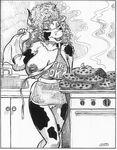  apron big_breasts black_fur blonde_hair bovine breasts cattle cookie cow curly_hair english_text female fur greyscale hair horn kitchen kitchen_sink looking_at_viewer mammal monochrome multicolor_fur naked_apron nipples one_eye_closed open_mouth oscar_marcus pussy smile solo steam text two_tone_fur white_fur wink 