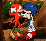  anthro echidna gay green_eyes hedgehog kaiwolf kissing knuckles_the_echidna male mammal purple_eyes sega sonic_(series) sonic_the_hedgehog 