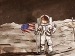  akihiyo american_flag astronaut error moon oldschool solo space spacesuit star_(sky) thumbs_up touhou 