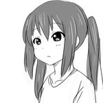  aaaa blush greyscale k-on! long_hair monochrome nakano_azusa simple_background solo white_background 