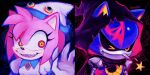  &gt;_o 1boy 1girl 9474s0ul amy_rose animal_ears animal_nose boo_(sonic) clenched_teeth cloak commentary cosplay death_(entity) english_commentary furry furry_female gloves grim_reaper grim_reaper_(cosplay) halloween hat highres hood hood_up hooded_cloak king_boom_boo king_boom_boo_(cosplay) looking_at_viewer metal_sonic metal_sonic_(reaper) multicolored_eyes non-humanoid_robot one_eye_closed possessed red_eyes robot sharp_teeth smile sonic_(series) sonic_forces:_speed_battle sonic_x star_(symbol) teeth two-sided_hood upper_body white_gloves yellow_eyes 