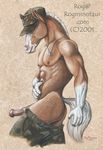  animal_genitalia anthro belt biceps big_penis brown_fur clothing dog_tags equine erection fur hat horse horsecock hot khakis male mammal military muscles nipples nude pants pants_down pecs penis pose rog_minotaur solo tattoo topless undressing white_fur 