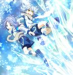  aofujiake blue_eyes brothers fubuki_atsuya fubuki_shirou hakuren inazuma_eleven inazuma_eleven_(series) male_focus multiple_boys open_mouth scarf siblings soccer_uniform sportswear yellow_eyes 