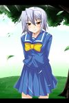  arms_behind_back blush kayuu koihime_musou school_uniform serafuku shin_koihime_musou short_hair skirt smile solo yagami_(mukage) 