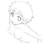  aaaa breasts looking_at_viewer medium_breasts monochrome nude open_mouth original petite short_hair simple_background sketch solo white_background 