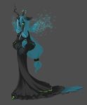  anthro anthrofied changeling clothing crown dress equine extvia female friendship_is_magic green_eyes grey_background horn looking_at_viewer mammal my_little_pony plain_background queen_chrysalis_(mlp) solo tysontan wings 