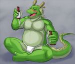  anthro beverage biceps big_muscles blush chinese_dragon chubby digitigrade dragon drunk erection fundoshi green_dragon green_skin kemono male morenatsu muscles paws pecs penis sake solo spread_legs spreading tappei thegreatmatsutzu underwear 