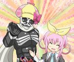  banboro_(technobot) belt crossover hair_rings hat kamen_rider kamen_rider_skull kamen_rider_w open_mouth pink_hair sherlock_shellingford tantei_opera_milky_holmes 