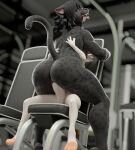 3d_(artwork) anthro balls biceps big_butt black_body black_fur blender_(artwork) blender_cycles breasts butt digital_media_(artwork) duo felid female female_penetrated fur generation_8_pokemon genitals gym hair hands_on_back hi_res lagomorph larger_female leopard looking_back male male/female male_penetrating male_penetrating_female mammal muscular muscular_anthro muscular_female nintendo nipples nude open_mouth pantherine penetration penile penile_penetration penis pokemon pokemon_(species) pussy question_mark scorbunny sex shadedance size_difference smaller_male smile tail tongue tongue_out vaginal vaginal_penetration white_body white_fur