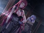  armband ashley_rose blue_hair breasts china_dress chinese_clothes cleavage dark dress evelyn_rose game_cg gloves knife large_breasts long_hair mochizuki_nozomu mother_and_daughter multiple_girls ore_wa_tsuma_killer parka red_hair sunglasses tattoo very_long_hair weapon 